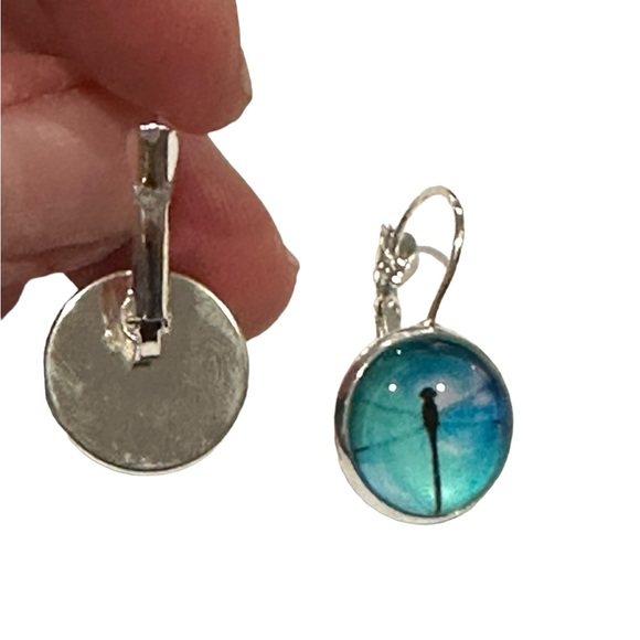 Dragonfly Bubble Style Silver Drop Earrings - Picture 5 of 5